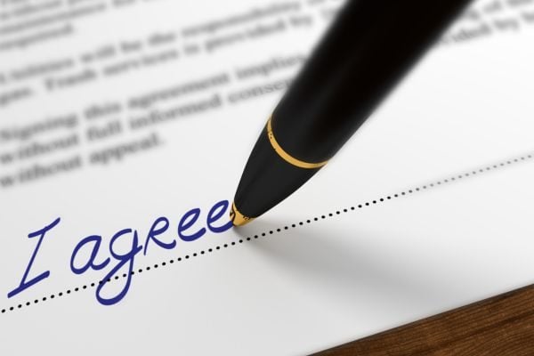 Business agreement being signed